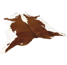 Covor din piele de vacă cu model maro și alb