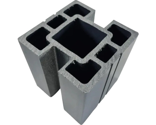 Stâlp WPC 2 caneluri opuse 90x90x2000 mm gri Profil din plastic cu mai multe cavități