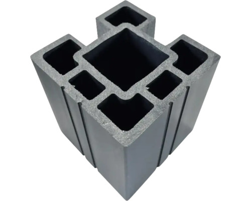 Stâlp WPC 2 caneluri alăturate 90x90x2000 mm gri Profil din plastic în secțiune transversală