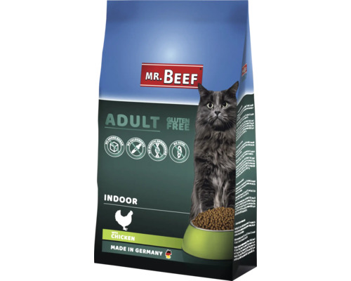 Hrană uscată pentru pisici MR. BEEF Indoor Adult cu pasăre fără gluten 10 kg