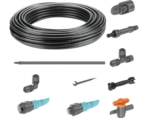 Sistemul de micro-irigare Gardena cu furtun și accesorii pentru irigarea grădinii