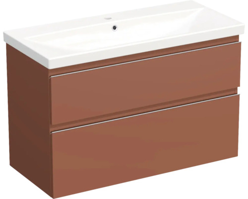 Set mobilier baie suspendat Jungborn TRENTA 100 cm Cotto mâner crom Dulap de bază pentru lavoar cu două sertare