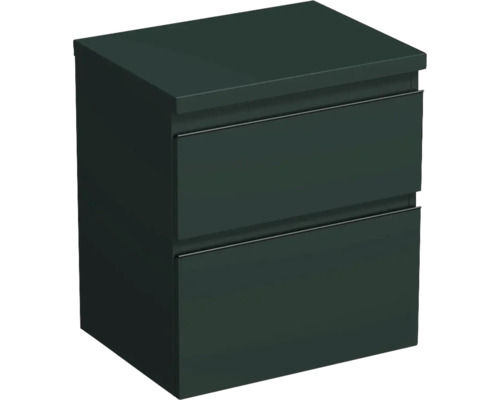 Dulap bază lavoar baie suspendat Jungborn TRENTA 60 cm PAL verde mâner negru Dulap sub lavoar cu două sertare