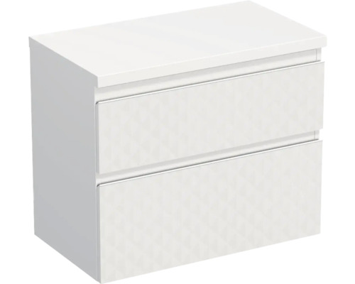 Dulap bază lavoar baie suspendat Jungborn TRENTA 80 cm PAL alb mat geometric 3 Corp inferior cu două sertare