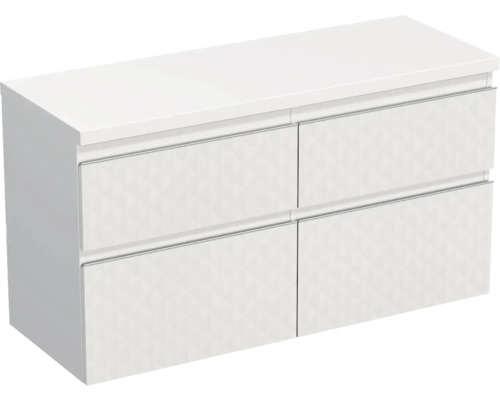 Dulap bază lavoar baie suspendat Jungborn TRENTA 120 cm PAL alb mat geometric 2 Dulap de bază pentru lavoar cu patru sertare