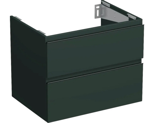 Dulap bază lavoar baie suspendat Jungborn TRENTA 70 cm PAL verde 2 sertare mâner negru Dulap inferior de lavoar cu două sertare