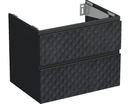 Dulap bază lavoar baie suspendat Jungborn TRENTA 70 cm PAL negru mat geometric 4 Dulap de bază pentru lavoar cu două sertare și model geometric