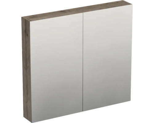 Dulap baie cu oglindă Jungborn TRENTA 80x72 cm PAL stejar Wellington 2 uşi Dulap cu oglindă cu două uși și structură de lemn