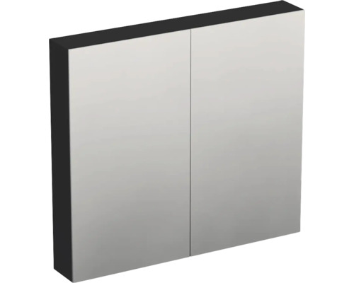 Dulap baie cu oglindă Jungborn TRENTA 80x72 cm PAL geometric negru 2 uşi Dulap cu oglindă cu două uși pentru baie