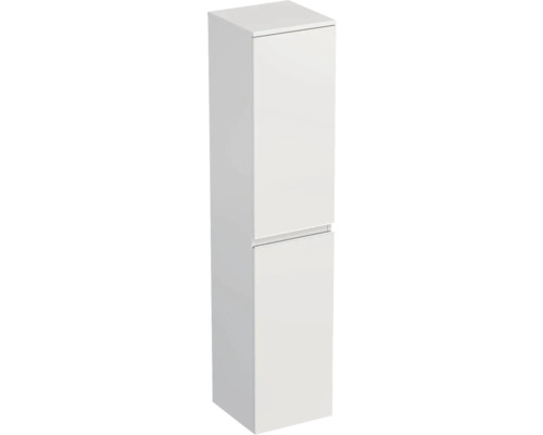 Dulap baie înalt suspendat 35x161,8 cm PAL alb lucios Jungborn TRENTA st. mâner alb Dulap înalt de baie alb cu două uși pentru baie