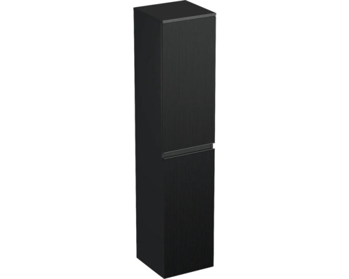 Dulap baie înalt suspendat 35x161,8 cm PAL negru mat Jungborn TRENTA dr. riflaj 2 Dulap înalt de baie negru cu două uși