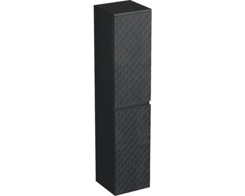 Dulap baie înalt suspendat 35x161,8 cm PAL negru mat Jungborn TRENTA dr. geometric 2 Dulap înalt de baie negru cu model geometric