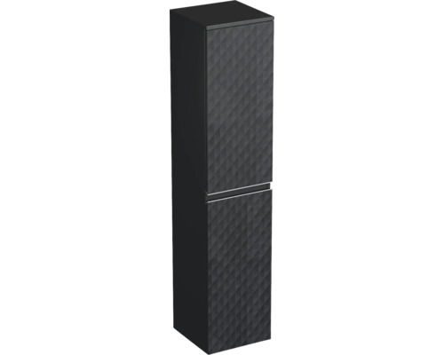 Dulap baie înalt suspendat 35x161,8 cm PAL negru mat Jungborn TRENTA dr. geometric 1 Dulap îngust de baie cu model geometric