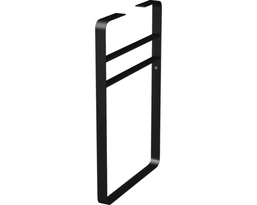 Cadru suport blat lavoar baie 45x68 cm metal negru Jungborn TRENTA rotunjit Suport negru pentru prosoape cu două bare pentru montare pe perete