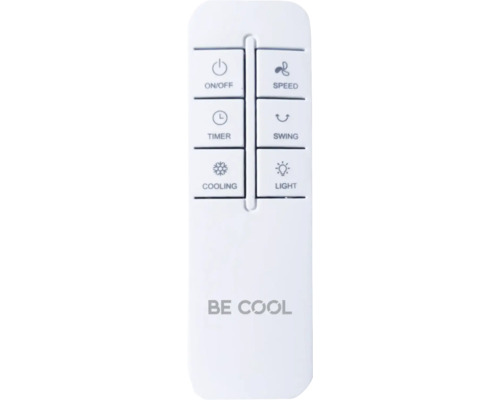 Telecomandă pentru aer condiționat cu diverse funcții precum pornit/oprit, viteză, temporizator, balansare, răcire și lumină