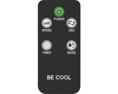 Telecomandă Be Cool cu butoane pentru putere, viteză, oscilație, temporizator și mod