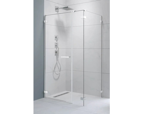 Perete lateral pentru cabină duș Arta S2, 80x200 cm, sticlă securizată transparentă, profil crom