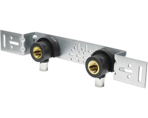 Placă montaj unghiulară veporit. Connect 16x1/2" 39 mm cu izolare fonică Element de montaj pe perete pentru instalații sanitare cu două racorduri