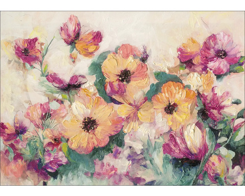Tablou pictat manual Colored Flowers VI 70x50 cm