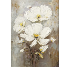 Tablou pictat manual White Flowers III 50x70 cm