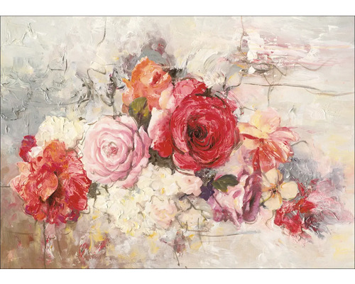 Tablou pictat manual Colored Flowers VIII 70x50 cm