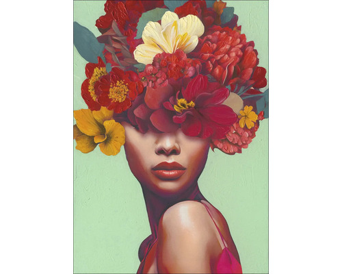 Tablou pictat manual Flowers On Her Face VIII 50x70 cm
