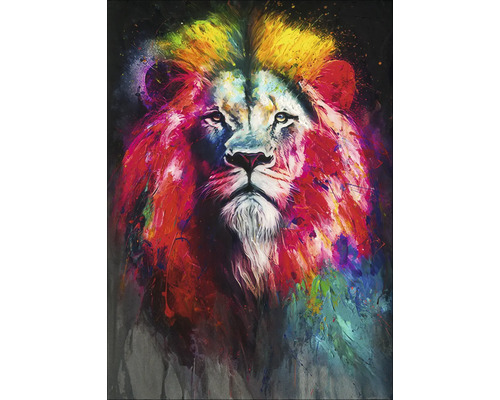 Tablou pictat manual Colorful Lion Head VI 50x70 cm