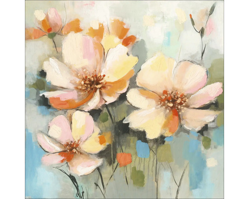 Tablou pictat manual Colored Flowers VII 60x60 cm