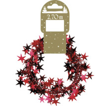 Ghirlandă roșie cu stele, lungime 2,70 metri, decorațiune de Crăciun