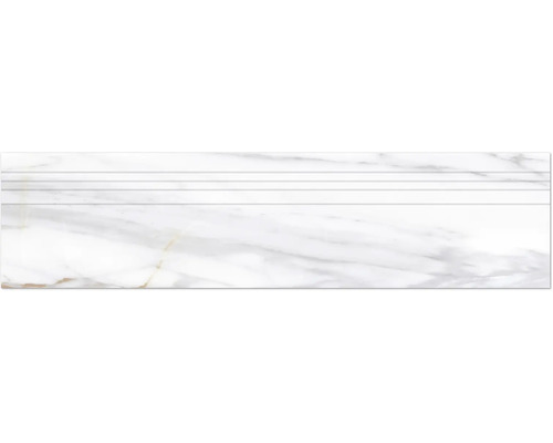 Treaptă gresie rectificată MIRAVA LUCCA Bianco auriu lucios 29,5x120 cm