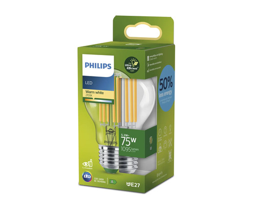 Bec LED Philips în ambalaj, lumină albă caldă, putere 5,2 wați