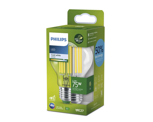 Bec LED Philips în ambalaj, alb rece, 4000K, soclu E27