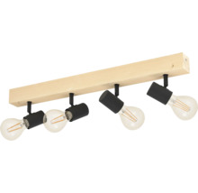Lumină de tavan cu patru reflectoare, lemn și metal