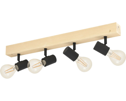 Lumină de tavan cu patru reflectoare, lemn și metal