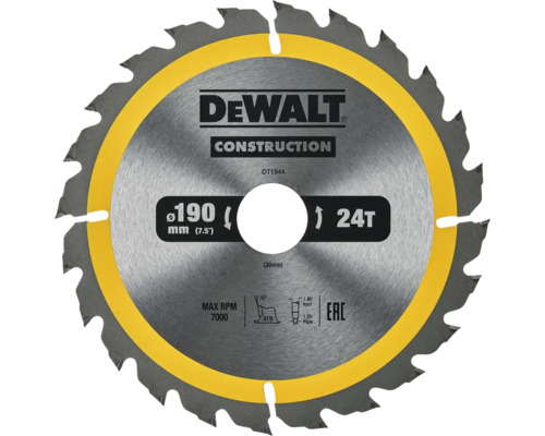 Logo DeWalt Pânză de ferăstrău circular 190 mm cu 24 de dinți