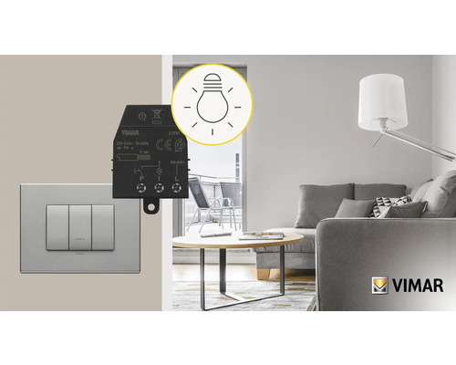 Inserție de comutator Vimar cu releu în instalația din camera de zi
