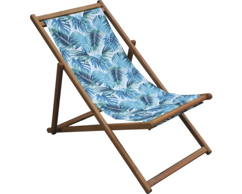 Șezlong din lemn cu model de frunze tropicale