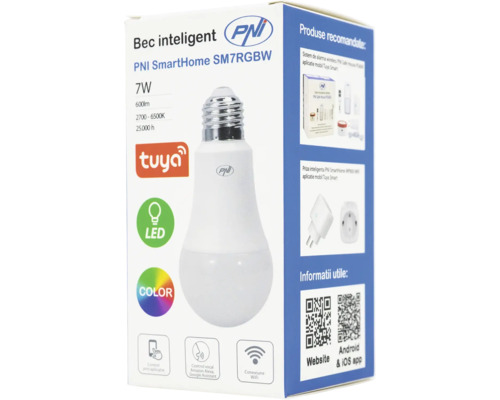 Bec LED PNI SmartHome SM7RGBW în cutie