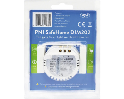 Întrerupător de lumină tactil cu dimmer PNI SafeHome DIM202 în ambalaj