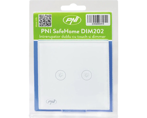 Întrerupător dublu cu touch și dimmer PNI SafeHome DIM202 în ambalaj