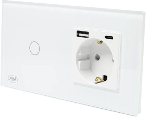 Priză cu port USB și senzor tactil