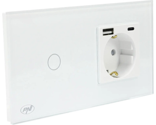 Priză cu porturi USB și întrerupător tactil