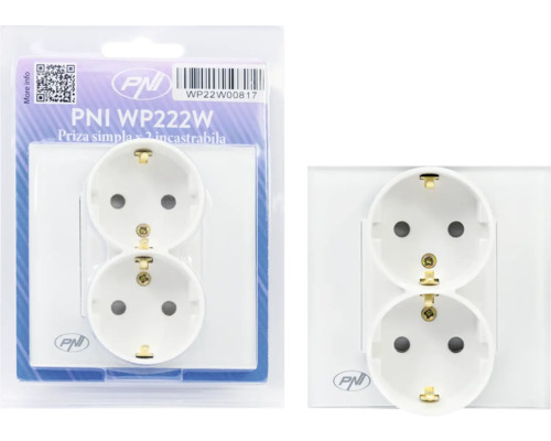 Priză dublă PNI WP222W pentru utilizare la interior