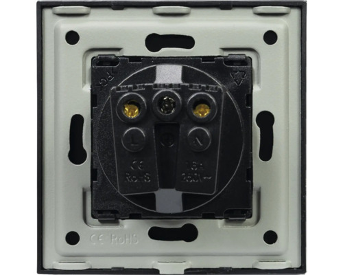 Vedere din spate a unui comutator cu marcaj CE și sigiliu RoHS