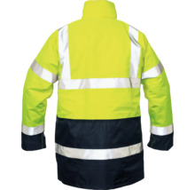 Imagine din spate cu o jachetă de avertizare cu benzi reflectorizante