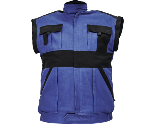 Vestă de lucru albastră cu guler și buzunare