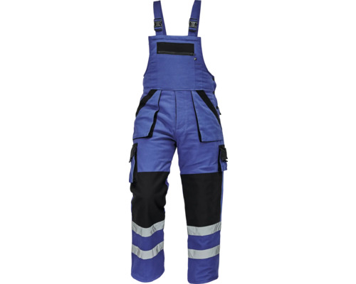 Pantaloni de lucru cu pieptar iarnă Cerva Max Winter RFLX din bumbac și poliester albastru/negru, mărimea 50 Pantaloni de lucru albaștri cu plastron și reflectorizante