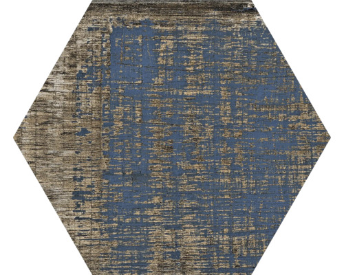 Placă hexagonală de podea cu aspect de lemn și efect de uzură