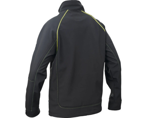 Jachetă softshell neagră cu accente galbene din spate