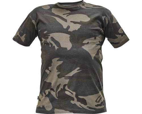 Tricou la baza gâtului Cerva Crambe tip camuflaj din bumbac, mărimea M